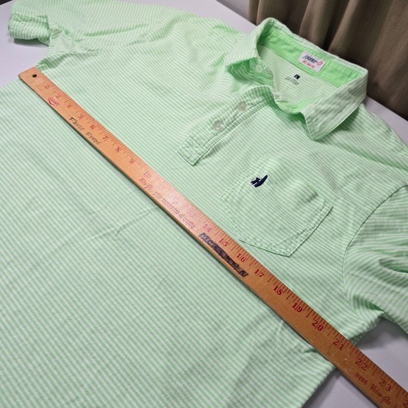 Johnnie‎ O Men Cotton Striped Polo Shirt Size Large Green Golf Office Casual - Picture 8 of 10